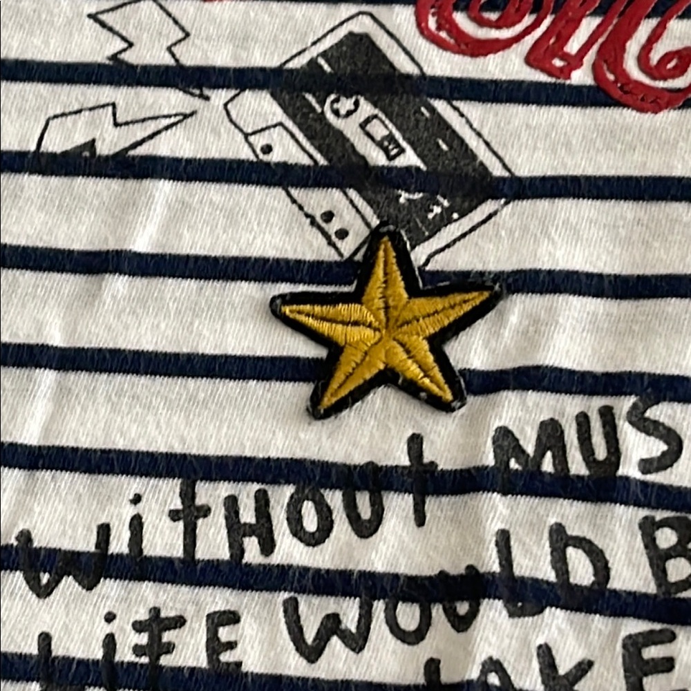 Zara Stripped Short Sleeve Tees with Rock & Roll Graphics - Picture 10 of 12
